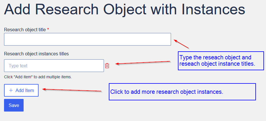 Add research object form