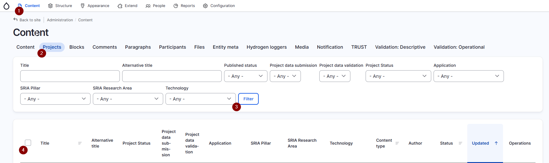 Select project items